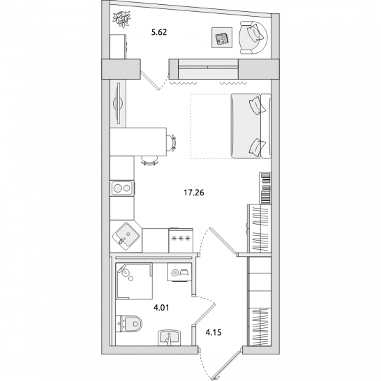 Студия 31 м²