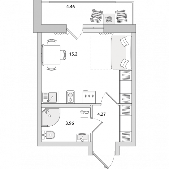 Студия 28 м²