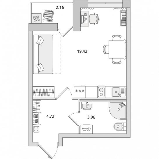 Студия 30 м²