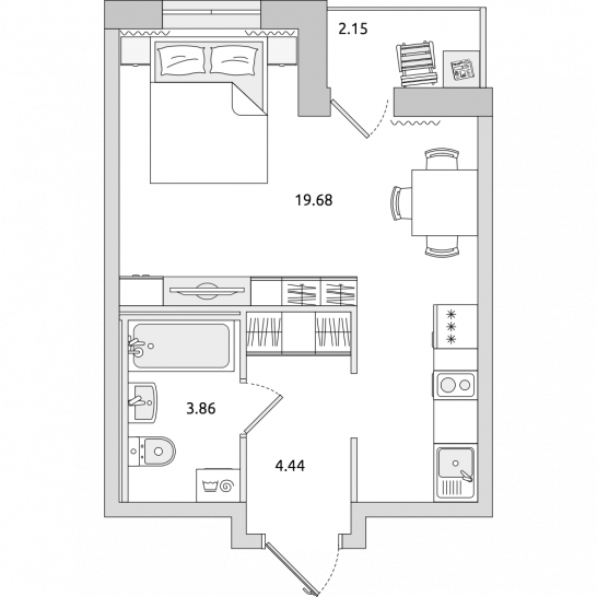 Студия 30 м²